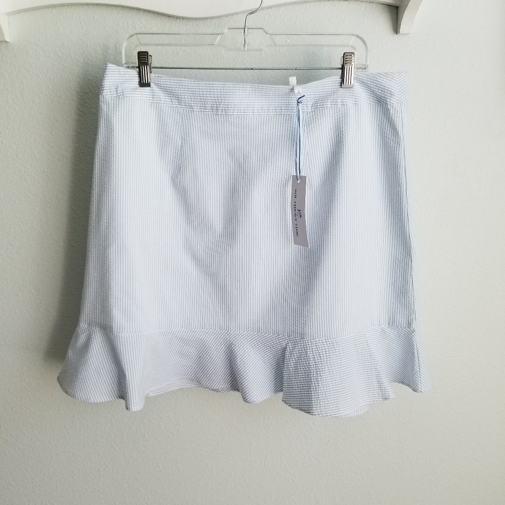 Southern Tide Adeline blue seersucker skirt 14